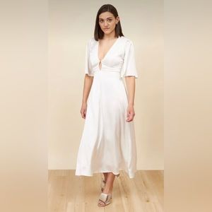 Park & Fifth White Satin Midi Dress